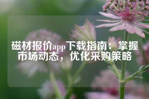 磁材報(bào)價(jià)app下載指南:掌握市場(chǎng)動(dòng)態(tài),優(yōu)化采購(gòu)策略